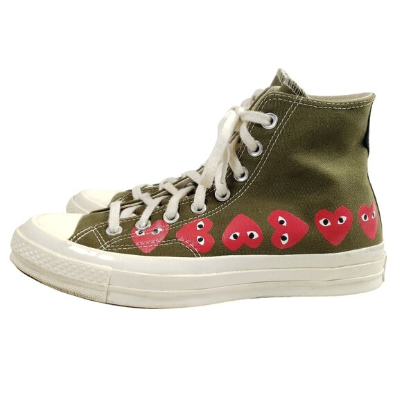 Comme Des Garçons Play X Converse Chuck Taylor All Star High Top Sneakers Olive/ - Picture 3 of 10